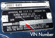 VIN Picture - Model 2 - HONDA CIVIC 1600 cc 00-05  16 VALVE  SINGLE CAM  VTEC  3 DR HATCH